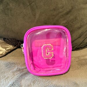 EUC Stoney clover lane clear front mini fuchsia - c patch stuck on